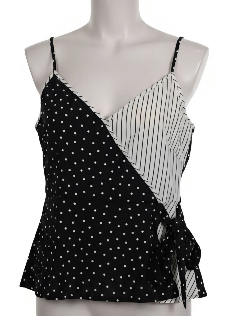 Paper Crane Black & White Polka Dot and Stripe Top, Size M